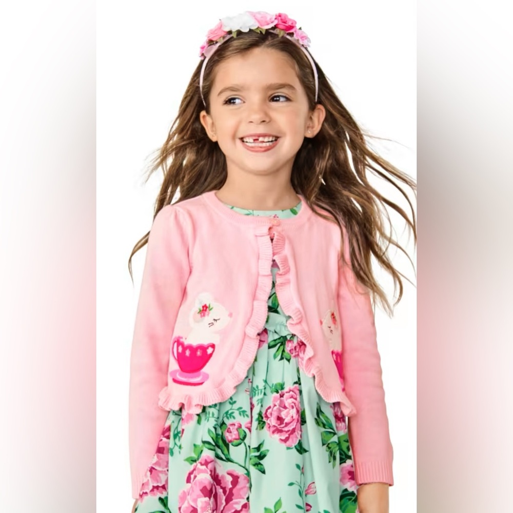 NWT $97 Retail Gymboree Mint Green Floral Dress with Pink Cardigan